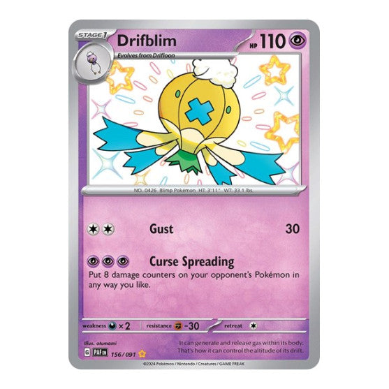 Drifblim (PAF) #156/091 Shiny Rare SV: Paldean Fates Pokemon: 2024