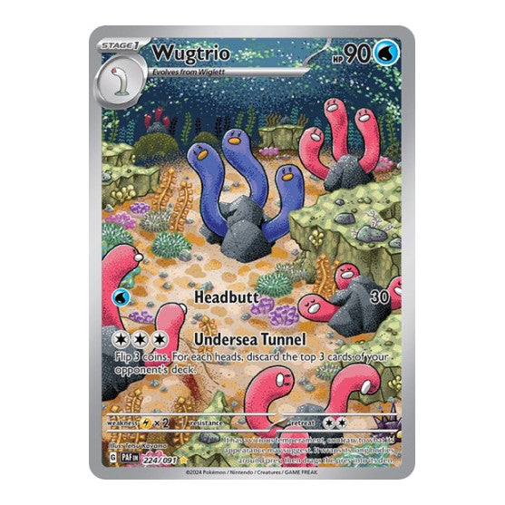 Wugtrio 224 091 (PAF) #224/091 Illustration Rare (Holofoil Near Mint) SV: Paldean Fates Pokemon: 2024
