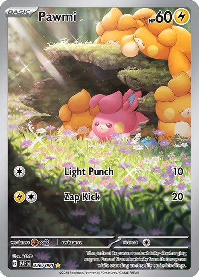 Pawmi 226 091 (PAF) #226/091 Illustration Rare (Holofoil Near Mint) SV: Paldean Fates Pokemon: 2024