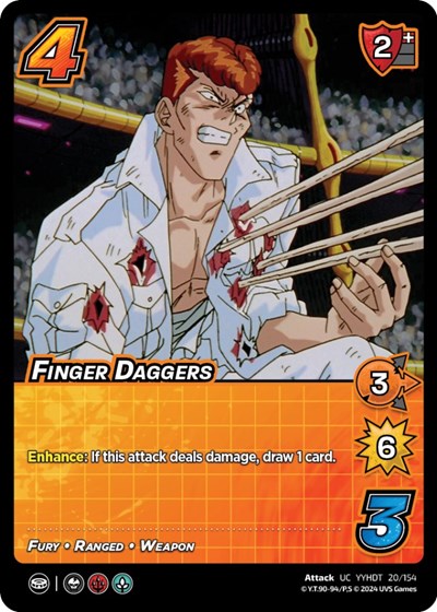 Finger Daggers (YDT) #20/154 Uncommon (Lightly Played) Yu Yu Hakusho: Dark Tournament UniVersus: 2024