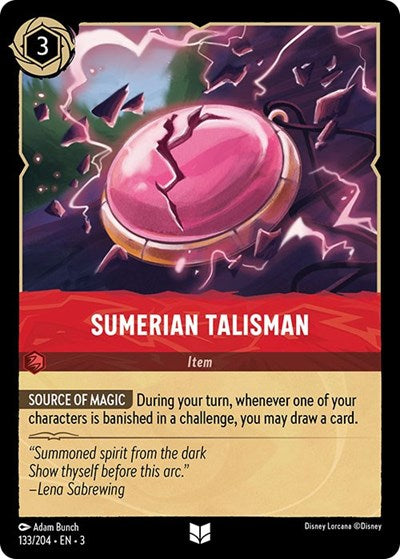 Sumerian Talisman (3) #133/204 Uncommon (Near Mint) Into the Inklands Disney Lorcana: 2024