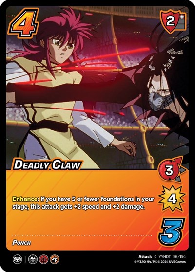 Deadly Claw (YDT) #56/154 Common (Lightly Played) Yu Yu Hakusho: Dark Tournament UniVersus: 2024