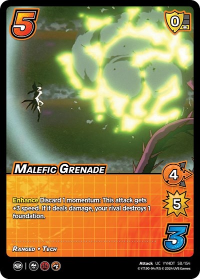 Malefic Grenade (YDT) #58/154 Uncommon (Lightly Played) Yu Yu Hakusho: Dark Tournament UniVersus: 2024