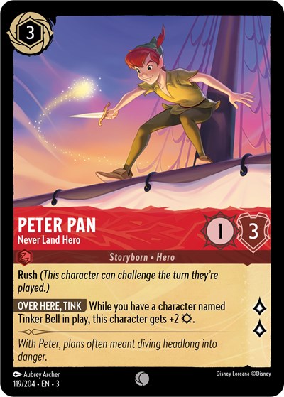 Peter Pan - Never Land Hero (3) #119/204 Common (Near Mint) Into the Inklands Disney Lorcana: 2024