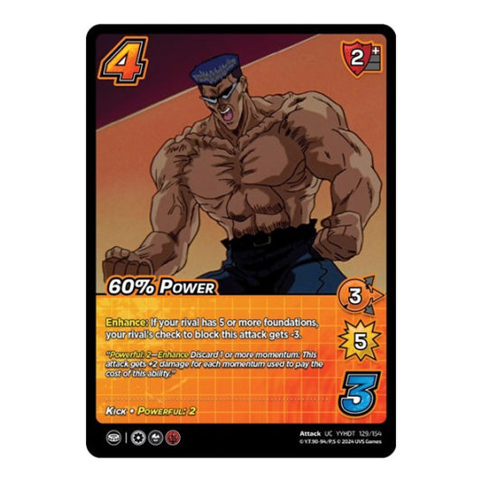 60% Power (YDT) #129/154 Uncommon (Lightly Played) Yu Yu Hakusho: Dark Tournament UniVersus: 2024