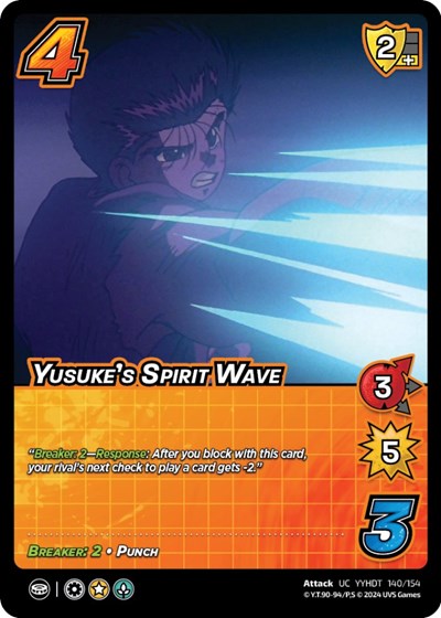 Yusuke's Spirit Wave (YDT) #140/154 Uncommon (Lightly Played) Yu Yu Hakusho: Dark Tournament UniVersus: 2024