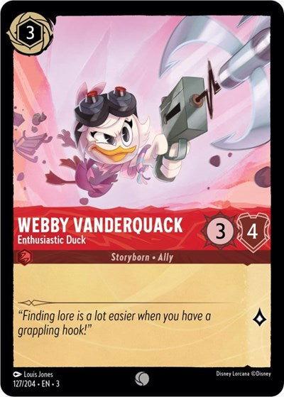 Webby Vanderquack - Enthusiastic Duck (3) #127/204 Common (Near Mint) Into the Inklands Disney Lorcana: 2024