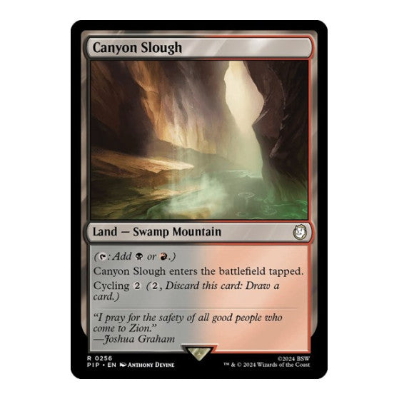 Canyon Slough (PIP) #256 Rare (Lightly Played) Universes Beyond: Fallout Magic: The Gathering: 2024