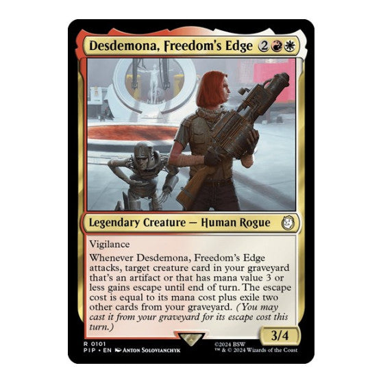 Desdemona, Freedom's Edge (PIP) #101 Rare (Damaged) Universes Beyond: Fallout Magic: The Gathering: 2024