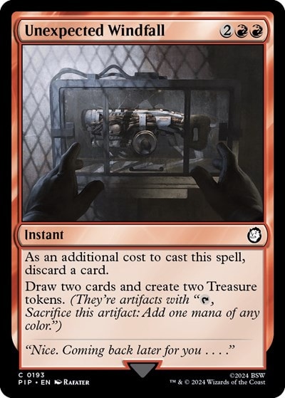 Unexpected Windfall (PIP) #193 Common (Lightly Played) Universes Beyond: Fallout Magic: The Gathering: 2024
