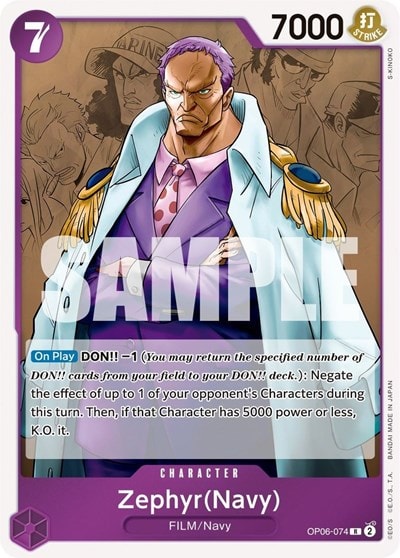 Zephyr (Navy) (OP06) #OP06-074 Rare (Foil Lightly Played) Wings of the Captain One Piece Card Game: 2024