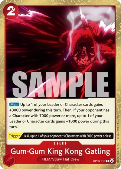 Gum-Gum King Kong Gatling (OP06) #OP06-018 Rare (Foil Lightly Played) Wings of the Captain One Piece Card Game: 2024