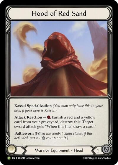 Hood of Red Sand - LGS249 (PR) #LGS249 Promo (Cold Foil Near Mint) Flesh and Blood: Promo Cards Flesh and Blood TCG: 2019
