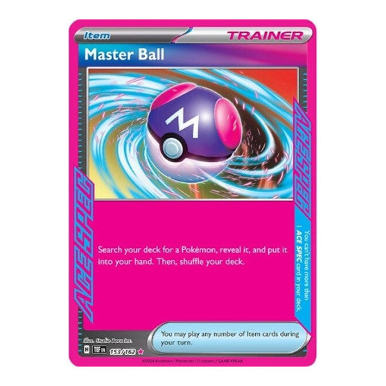 Master Ball (TEF) #153/162 ACE SPEC Rare (Holofoil Near Mint) SV05: Temporal Forces Pokemon: 2024