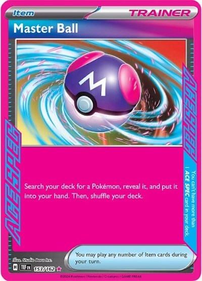 Master Ball (TEF) #153/162 ACE SPEC Rare (Holofoil Near Mint) SV05: Temporal Forces Pokemon: 2024
