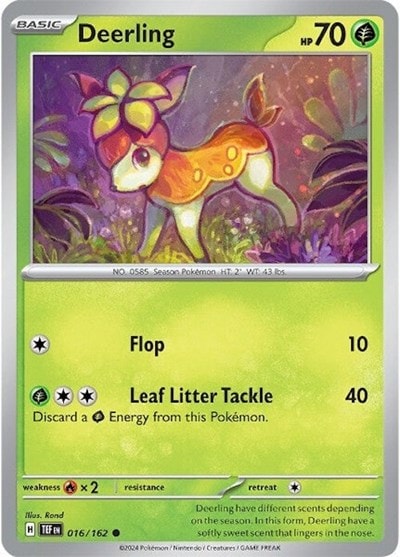 Deerling - 016/162 (TEF) #016/162 Common (Reverse Holofoil Near Mint) SV05: Temporal Forces Pokemon: 2024
