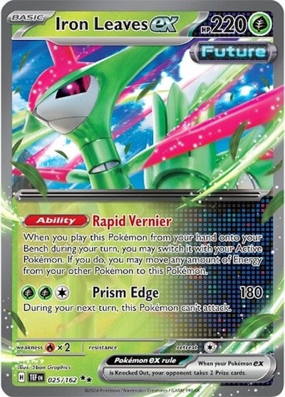 Iron Leaves ex - 025/162 (TEF) #025/162 Double Rare (Holofoil Near Mint) SV05: Temporal Forces Pokemon: 2024