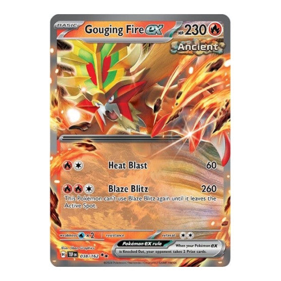 Gouging Fire ex 038 162 (TEF) #038/162 Double Rare (Holofoil Near Mint) SV05: Temporal Forces Pokemon: 2024