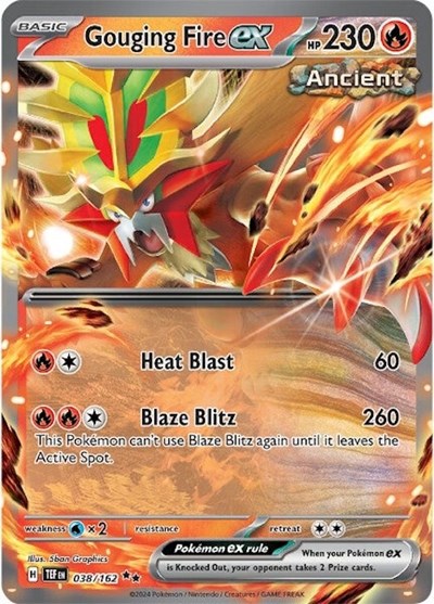Gouging Fire ex - 038/162 (TEF) #038/162 Double Rare (Holofoil Near Mint) SV05: Temporal Forces Pokemon: 2024