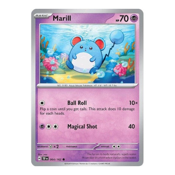 Marill (TEF) #064/162 Common (Near Mint) SV05: Temporal Forces Pokemon: 2024
