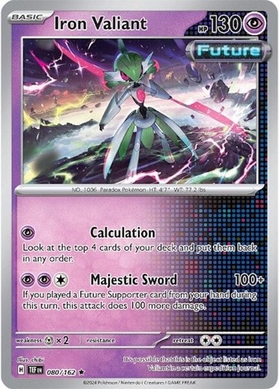 Iron Valiant - 080/162 (TEF) #080/162 Rare (Holofoil Near Mint) SV05: Temporal Forces Pokemon: 2024