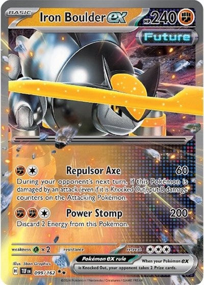 Iron Boulder ex - 099/162 (TEF) #099/162 Double Rare (Holofoil Near Mint) SV05: Temporal Forces Pokemon: 2024