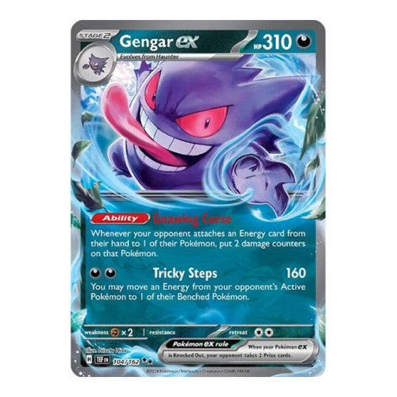 Gengar ex - 104/162 (TEF) #104/162 Double Rare (Holofoil Near Mint) SV05: Temporal Forces Pokemon: 2024