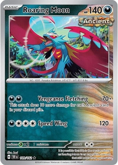 Roaring Moon (TEF) #109/162 Rare (Reverse Holofoil Near Mint) SV05: Temporal Forces Pokemon: 2024