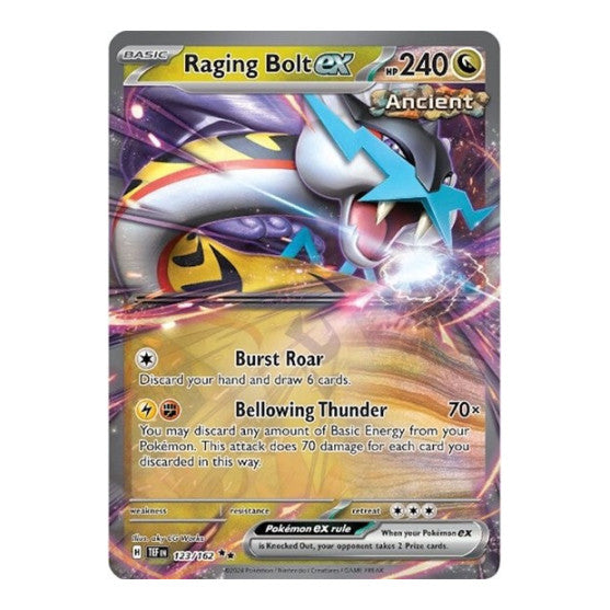 Raging Bolt ex - 123/162 (TEF) #123/162 Double Rare (Holofoil Near Mint) SV05: Temporal Forces Pokemon: 2024