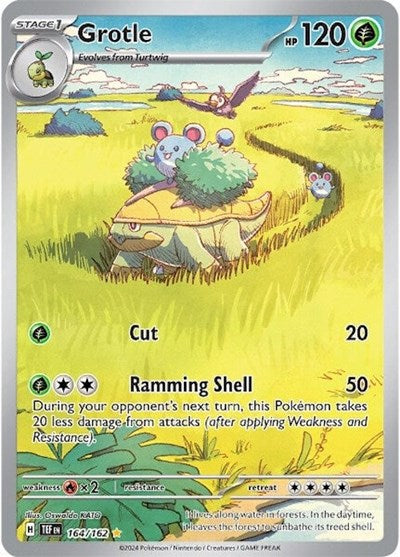 Grotle 164 162 (TEF) #164/162 Illustration Rare (Holofoil Near Mint) SV05: Temporal Forces Pokemon: 2024