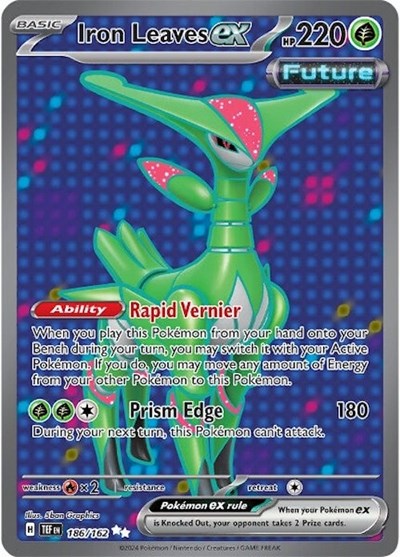 Iron Leaves ex - 186/162 (TEF) #186/162 Ultra Rare (Holofoil Near Mint) SV05: Temporal Forces Pokemon: 2024