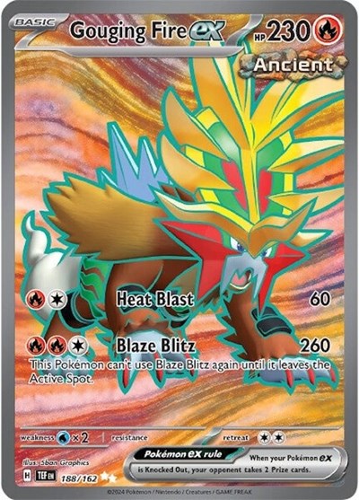 Gouging Fire ex 188 162 (TEF) #188/162 Ultra Rare (Holofoil Near Mint) SV05: Temporal Forces Pokemon: 2024