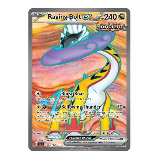 Raging Bolt ex 196 162 (TEF) #196/162 Ultra Rare (Holofoil Near Mint) SV05: Temporal Forces Pokemon: 2024