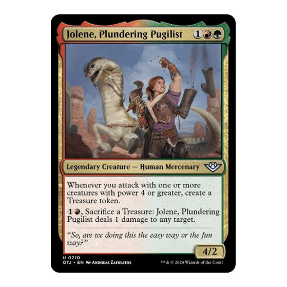 Jolene Plundering Pugilist (OTJ) #210 Uncommon Outlaws of Thunder Junction Magic: The Gathering: 2024
