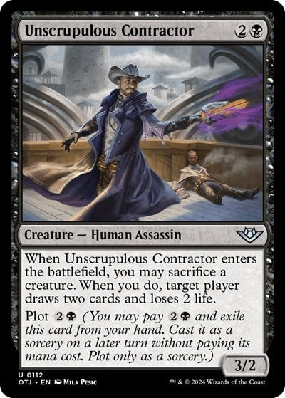 Unscrupulous Contractor (OTJ) #112 Uncommon (Lightly Played) Outlaws of Thunder Junction Magic: The Gathering: 2024