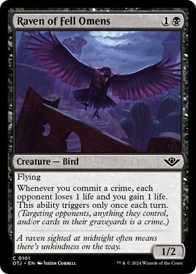 Raven of Fell Omens (OTJ) #101 Common Outlaws of Thunder Junction Magic: The Gathering: 2024