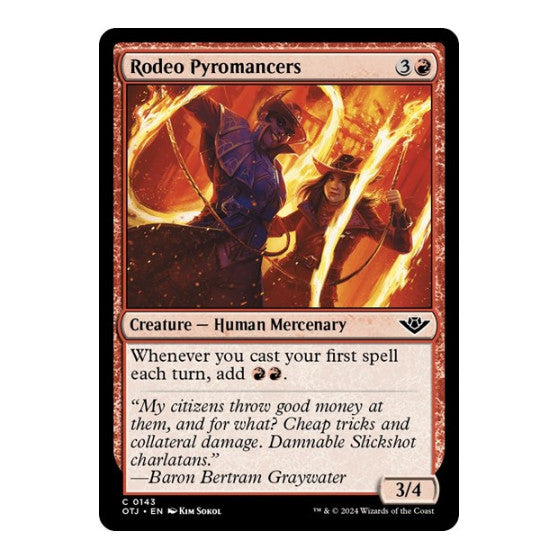 Rodeo Pyromancers (OTJ) #143 Common (Damaged) Outlaws of Thunder Junction Magic: The Gathering: 2024