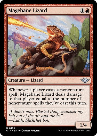Magebane Lizard (OTJ) #134 Uncommon (Lightly Played) Outlaws of Thunder Junction Magic: The Gathering: 2024