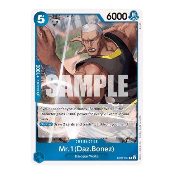 Mr. 1 (Daz.Bonez) (EB-01) #EB01-027 Rare (Foil Lightly Played) Extra Booster: Memorial Collection One Piece Card Game: 2024