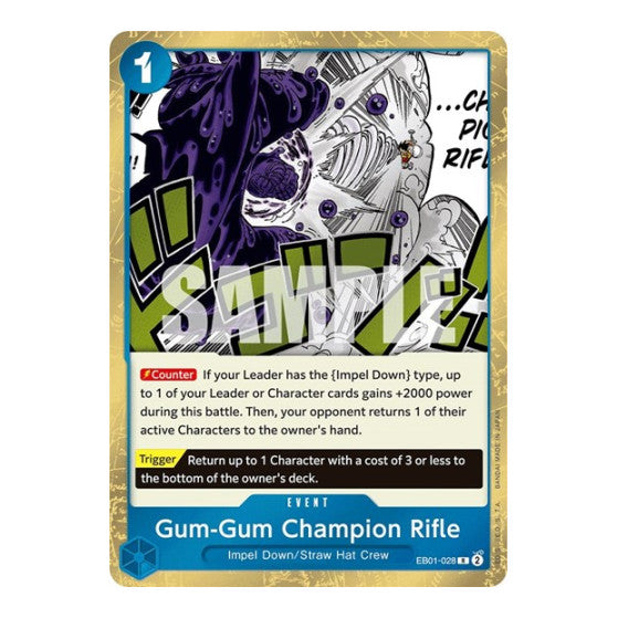 Gum-Gum Champion Rifle (EB-01) #EB01-028 Rare (Foil Lightly Played) Extra Booster: Memorial Collection One Piece Card Game: 2024