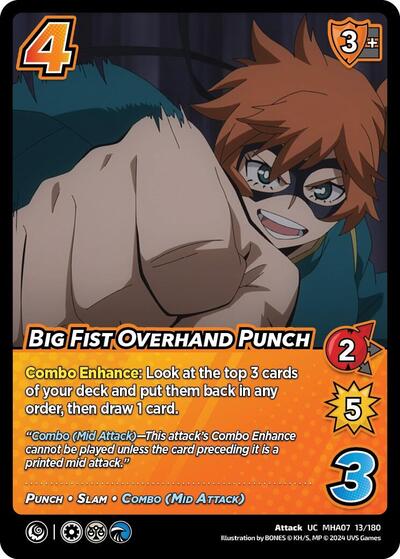 Big Fist Overhand Punch (MHA7) #13/180 Uncommon (Lightly Played) UniVersus: My Hero Academia: Girl Power UniVersus: 2024