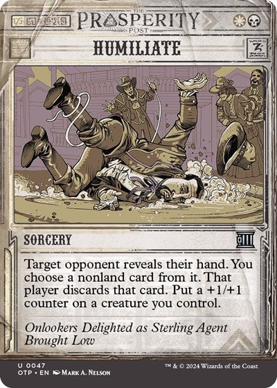 Humiliate (OTP) #47 Uncommon (Lightly Played) Outlaws of Thunder Junction: Breaking News Magic: The Gathering: 2024