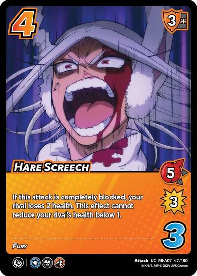 Hare Screech (MHA7) #47/180 Uncommon (Lightly Played) UniVersus: My Hero Academia: Girl Power UniVersus: 2024