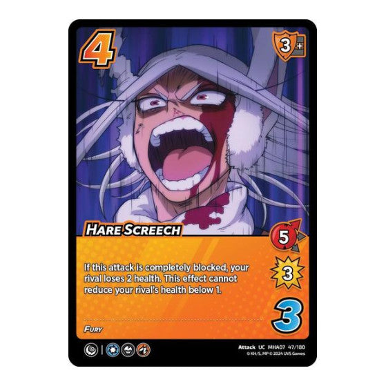 Hare Screech (MHA7) #47/180 Uncommon (Lightly Played) UniVersus: My Hero Academia: Girl Power UniVersus: 2024