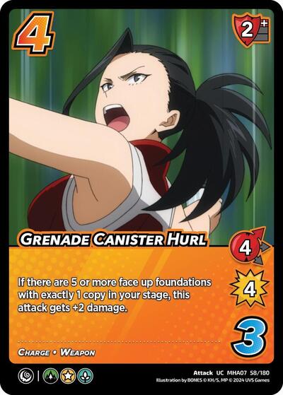 Grenade Canister Hurl (MHA7) #58/180 Uncommon (Lightly Played) UniVersus: My Hero Academia: Girl Power UniVersus: 2024