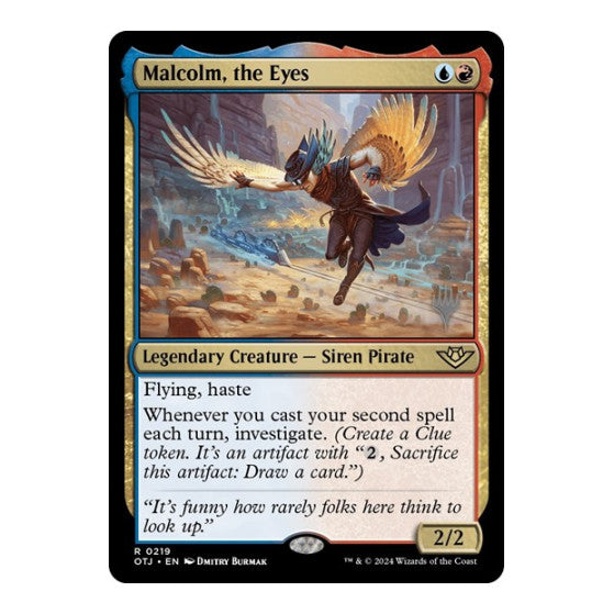 Malcolm, the Eyes (PPOTJ) #219 Rare (Lightly Played) Promo Pack: Outlaws of Thunder Junction Magic: The Gathering: 2024