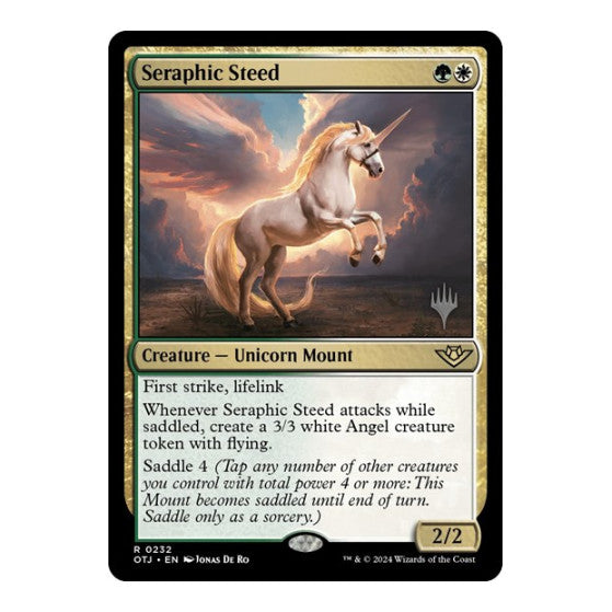 Seraphic Steed (PPOTJ) #232 Rare (Foil Lightly Played) Promo Pack: Outlaws of Thunder Junction Magic: The Gathering: 2024