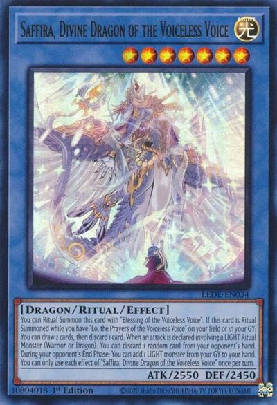 Saffira Divine Dragon of the Voiceless Voice (LEDE) #LEDE-EN034 Ultra Rare (1st Edition Near Mint) Legacy of Destruction YuGiOh: 2024