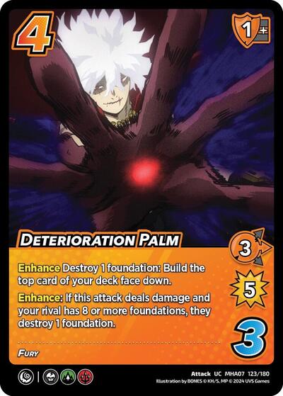 Deterioration Palm (MHA7) #123/180 Uncommon (Lightly Played) UniVersus: My Hero Academia: Girl Power UniVersus: 2024