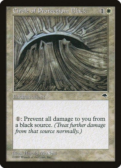 Circle of Protection Black (TMP) #8 Common (Moderately Played) Tempest Magic: The Gathering: 1997